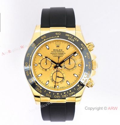  Swiss Copy Rolex Daytona 116518 Champagne Dial Ceramic Bezel Oysterflex Rubber 7750 Movement